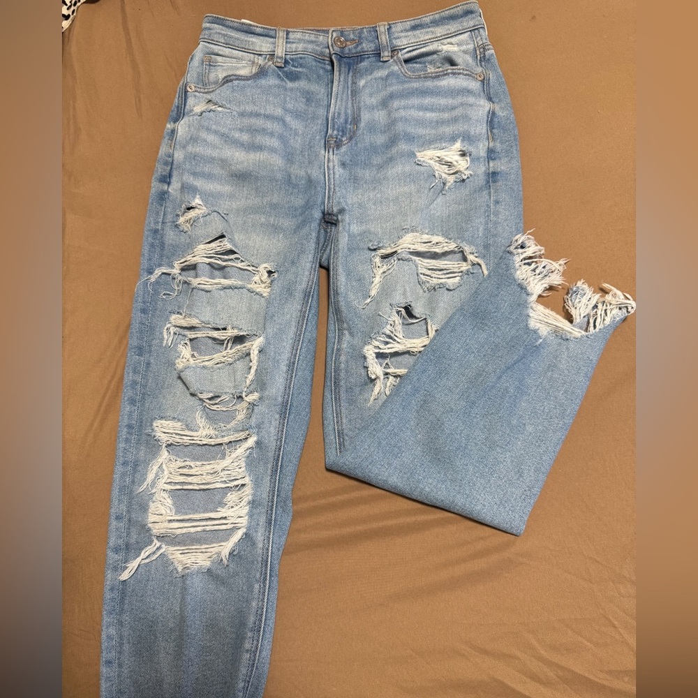 American Eagle Outfitters Ripped Light Blue Boyfriend Jeans